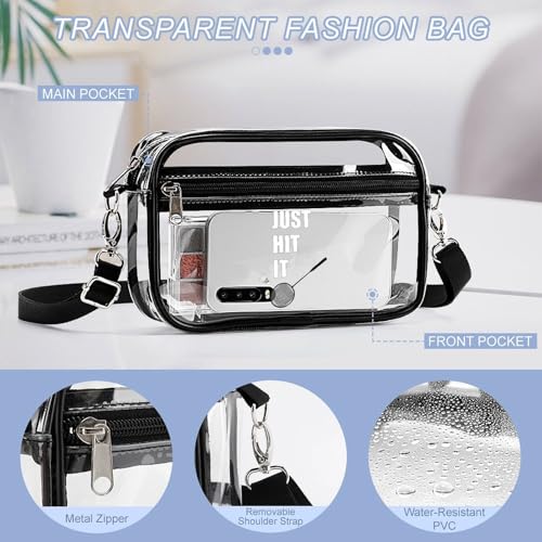 Badminton Just Hit It Clear Stadium Bag Clear Mini Messenger Bags with 2 Compartments Crossbody Bag4