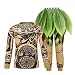 AmzBarley Maui Costume Cosplay for Boys Halloween Role Play Outfit Kids Long Sleeve Sleepwear (Brown 04 with Leaf Skirt, 4T (5-6Years))