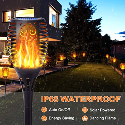 FITSAN 8Pack Solar Torch Light with Flickering Flame, Upgraded 3in1 Solar Lights Outdoor Hanging Lantern, Waterproof Landscape Decoration Lighting for Garden Yard Pathway Driveway, Auto On/Off