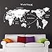 Adesivo da parete con mappa del mondo Adesivo per famiglia nautica Adesivo da parete con mappa del mondo Soggiorno Decalcomania in vinile Decorazione da viaggio Murale rimovibile 77X42cm