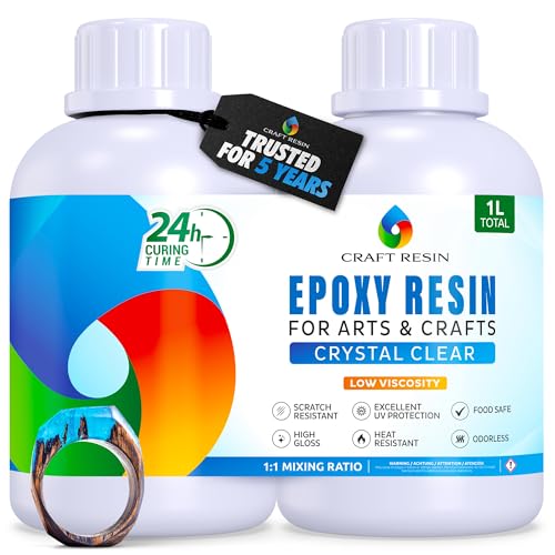CRAFT RESIN 1L Crystal Clear Epoxy Resin Kit -...
