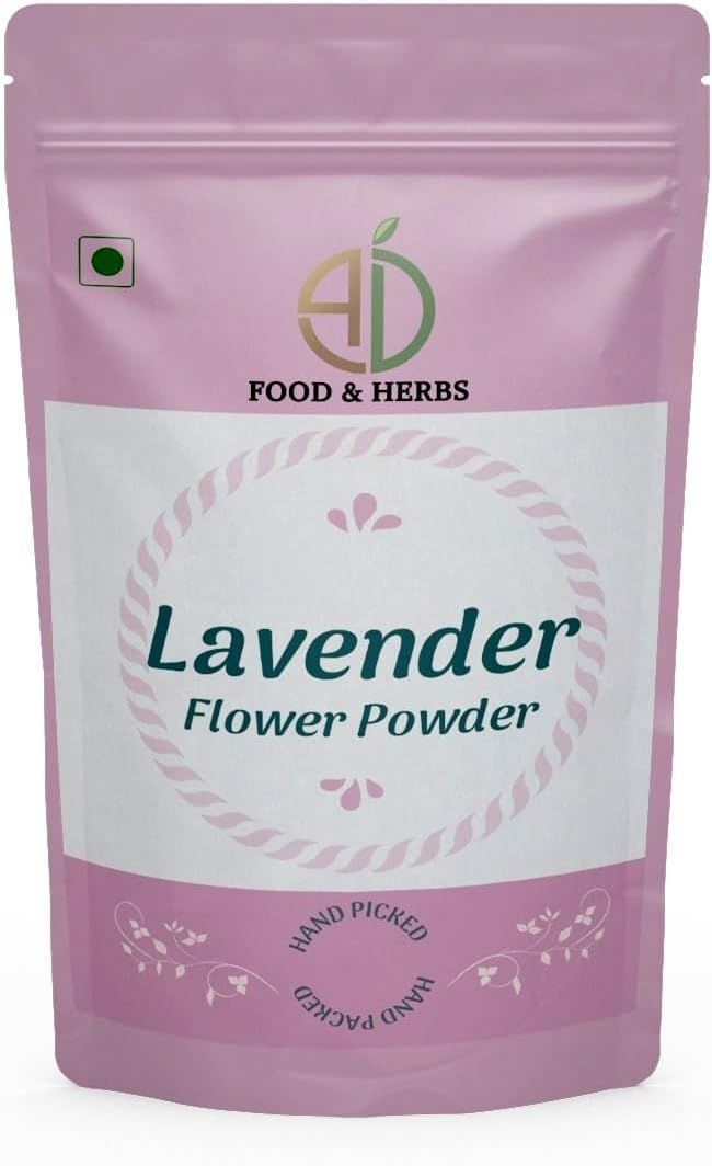 A D Food & Herbs Organic Lavender Flower Powder Aromatic Edible for Homemade Lattes, Tea Blends, Bath Salts, Gifts, Crafts (200 Gms)