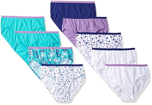 Hanes Girls' 10-Pack 100% Cotton Tagless Low Rise Brief Panties