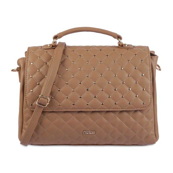 Mochi Women Beige Studded Quilted Handbag (66-314) (B0D9TCHJMS) Amazon Price History, Amazon Price Tracker