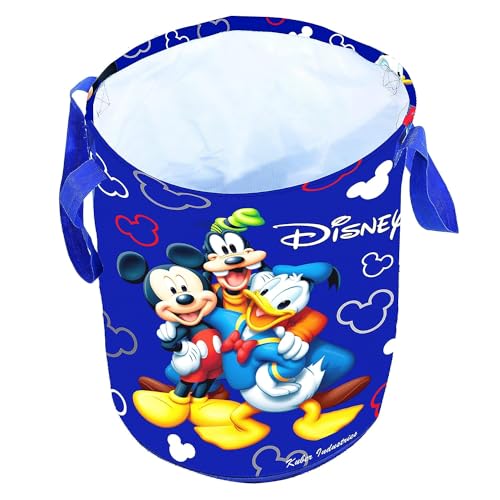 Image of Kuber Industries Round Laundry Basket For Clothes|Disney Team Mickey Print|Toy Storage Organizer|Capicity 45 L (Blue)