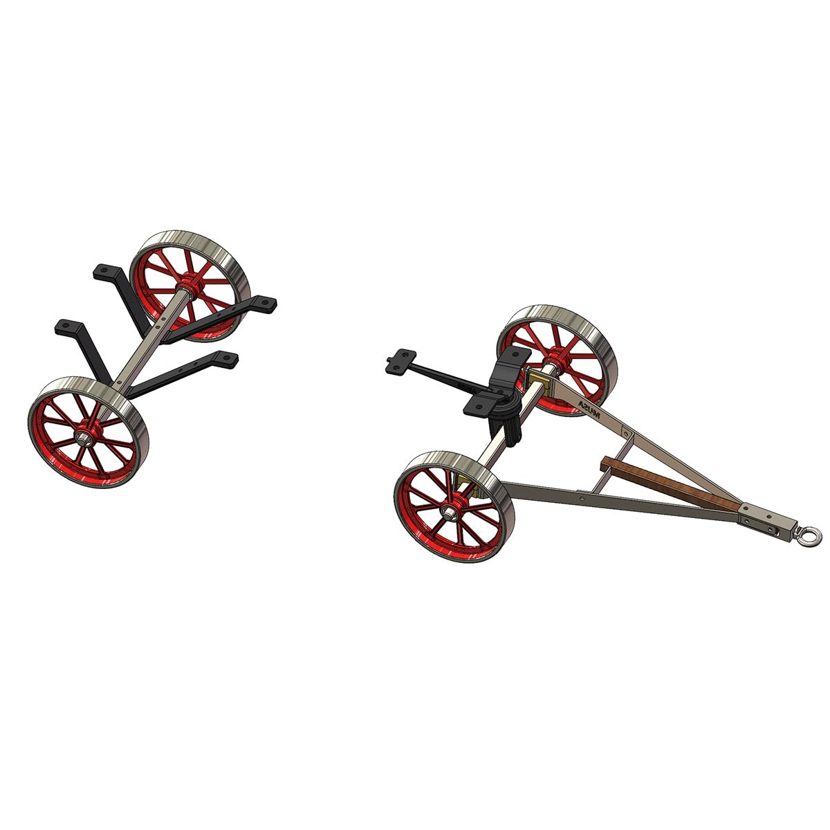 Metall 4-Rad-Lenkung Flachbett Transportwagen für HM-01 Hit and Miss Motor Modell + (Grundausstattungskasten+Kraftstofftank+Ölrohr) Zubehör-Triade + (CDI-Zünder+Zündkerze) Kit