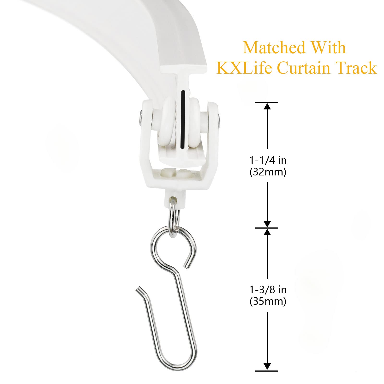 KXLIFE Carrier Rollers for Flexible Ceiling Curtain Track, Bendable Curtain Track Pulley, Curtain Track Carrier Hooks(Set of 24)