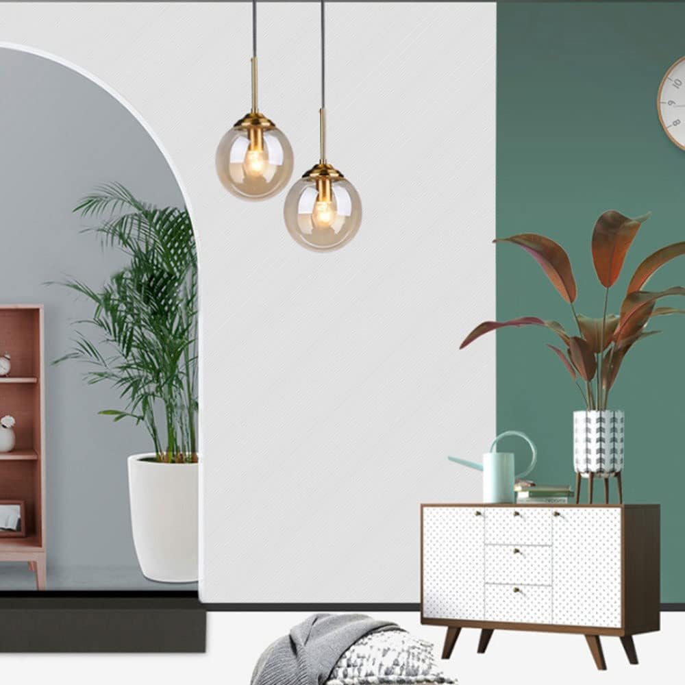 Lampada a sospensione a sfera in vetro trasparente/grigio fumo/ambra Lampadario industriale in ottone vintage a 3 luci Lampada a sospensione a grappolo E27 Plafoniera per soggiorno con isola cucina