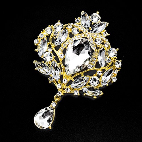 Image of Wedding Bridal Big Crystal Rhinestone Bouquet Brooch Shawl Pin for Women
