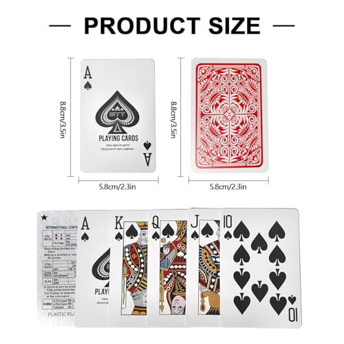 Generisch 2X Wasserdichter Kunststoff Spielkarten, Profi Kartendeck, Kartenspiele Für Bridge, Skat, Blackjack, Canasta, Texas, Romme, Go Fish, Camping (Rot & Blau) – Bild 4