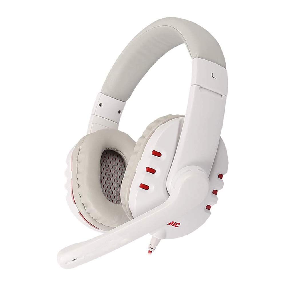 SMLZV Gaming Headset,Ps4 Player Headphones with Microphone,Anti-Noise Frequency Stereo Bass Game Video Game Compatible PC One Laptop Tablet (Color : White)