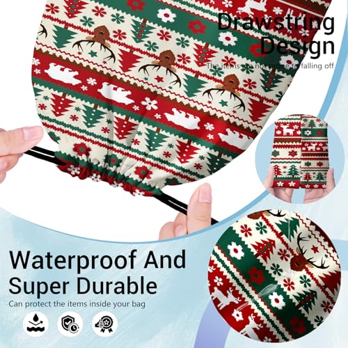 Image of Holiday Deer Gymnastics Grip Bag Pine Tree Decor Adjustable Storage Pouch Bag for Holding