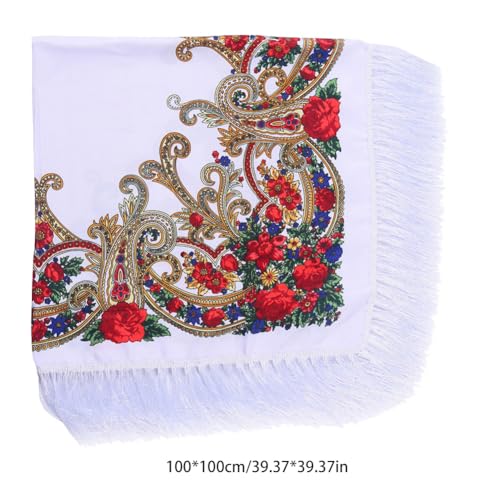 Zcargel Women Shawls Ethnic Lightweight Floral Printed Scarf with Fringes Soft Tassel Scarf Shawls Scarves Headwraps4