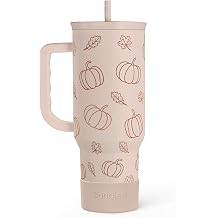 SANDJEST Pumpkin Tumbler with Handle and Straw 40oz &ndash; Stainless Sleel Slider Tumbler Travel Coffee Mug for Women - Gift Idea for Fall Autumn Halloween
