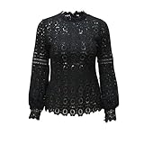 MUYAOO Women's Tops T-Shirt Lace Blouse Ladies Long Sleeve Casual Shirt