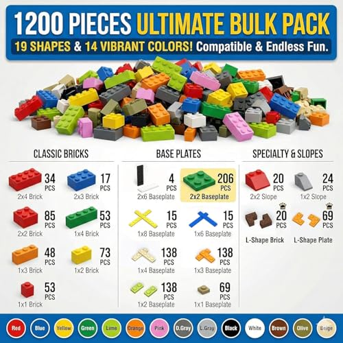 WYSWYG Blocs de Construction de Base 1200 Pièces, Compatible, Convient aux Garçons et aux Filles à partir de 6 Ans – vue 2