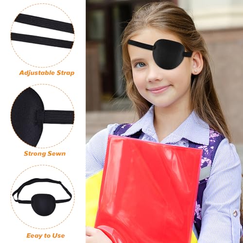 Tyqour 2 Stück Augenklappe Medizinisch, Verstellbare Piraten Augenklappe Pirat Eye Patches, 3D Medizinische Augenklappen Medical Eyepatch für Erwachsene Kinder Linke Oder Rechte Augen
