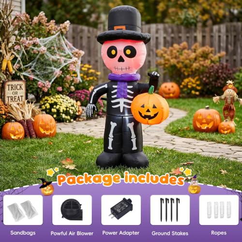 DROFELY 4FT Halloween Inflatable Skeleton Ghost Inflatable Decoration - image 4
