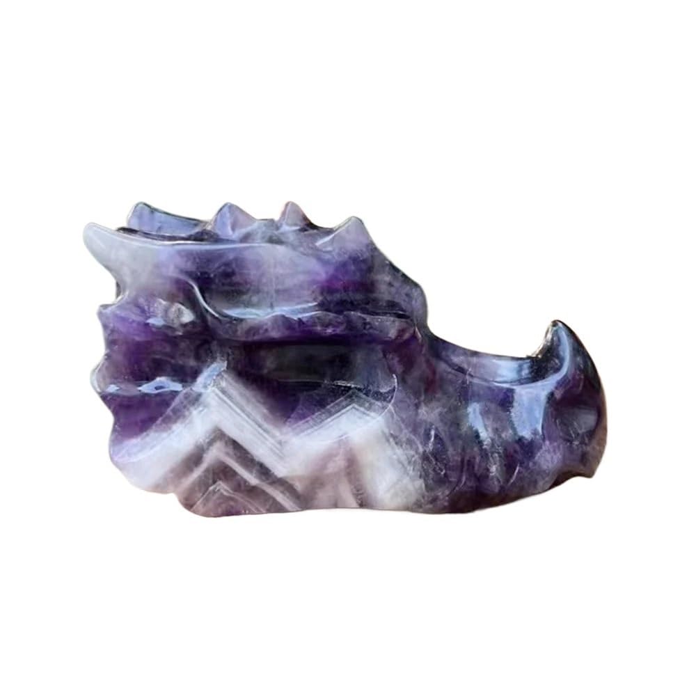 AUOQKQUT Crystal Dragon Skulls Carving Sculpture Dream Amethyst Head Ornament Statue Collection Home Decor Gift