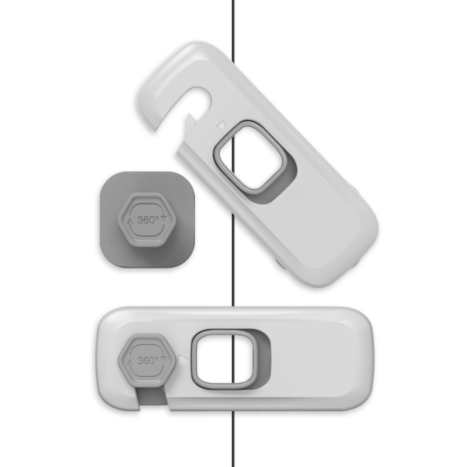 2 Pack Child Proof Refrigerator Lock, Fridge Locks for Kids with Sticky Adhesive Pads for Doors, RV Refrigerator, Oven Lock Child Safety Cabinet Locks