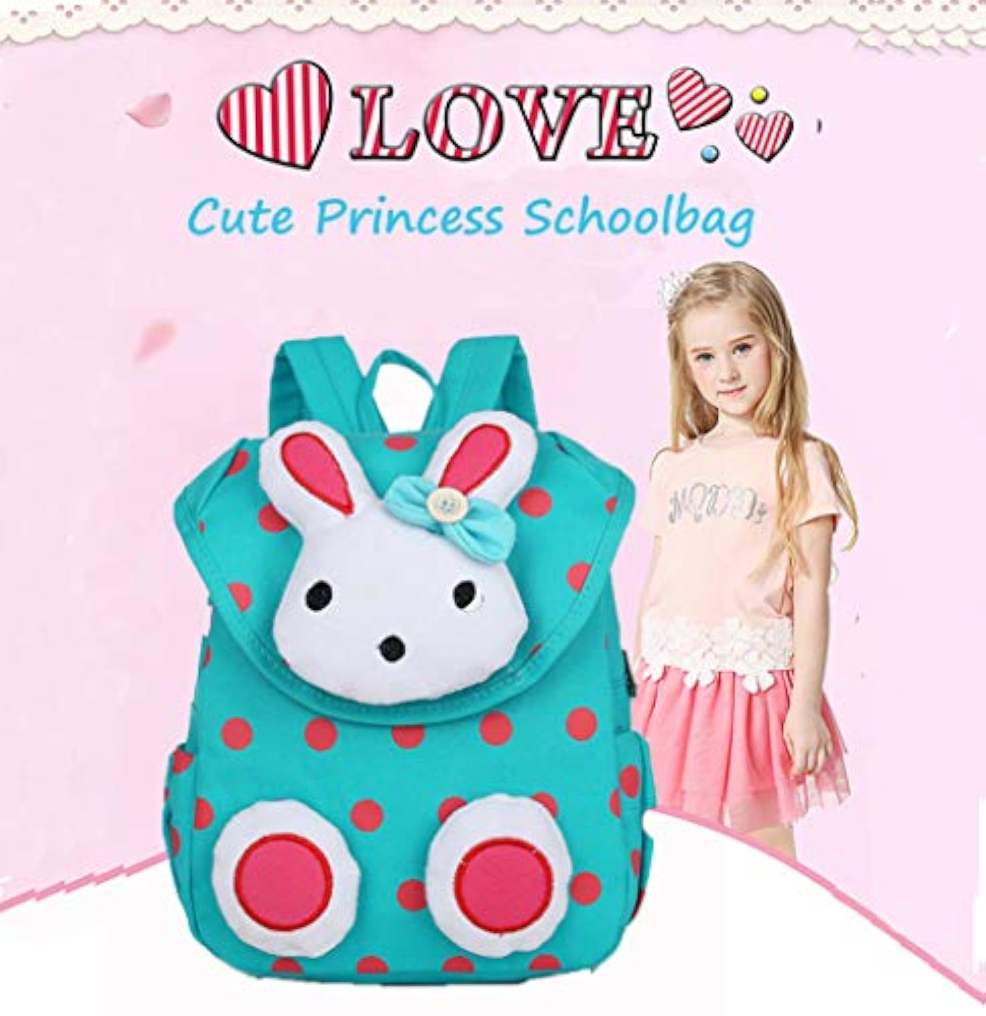 1-6 Year Kids Backpack, Cute Rabbit Design
