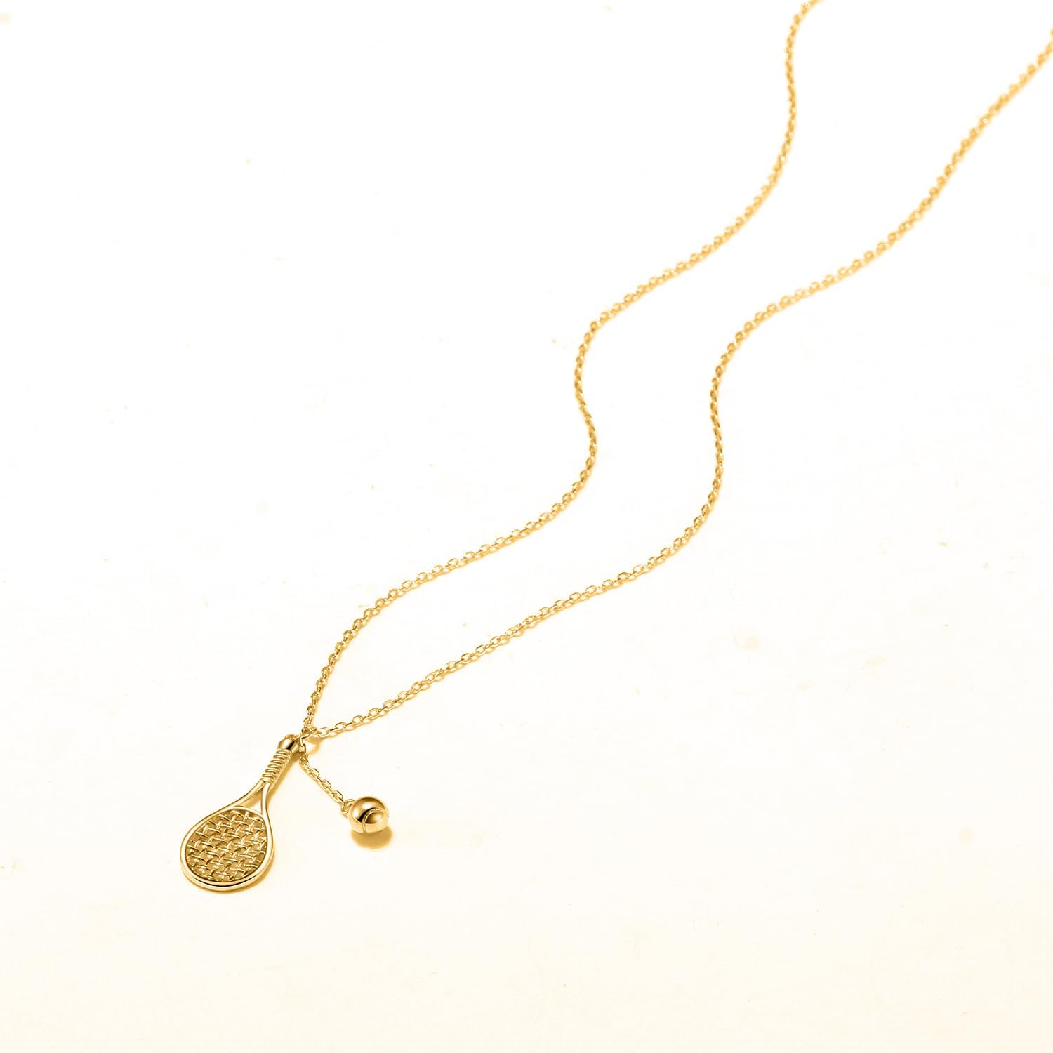 Lovematch Tennis Racket and Ball Necklace - 18k Gold Necklace for Women | Gift for Her, Present For Birthday, Valentine's day, Wedding Anniversary and Christmas Gifts for Tennis Lovers