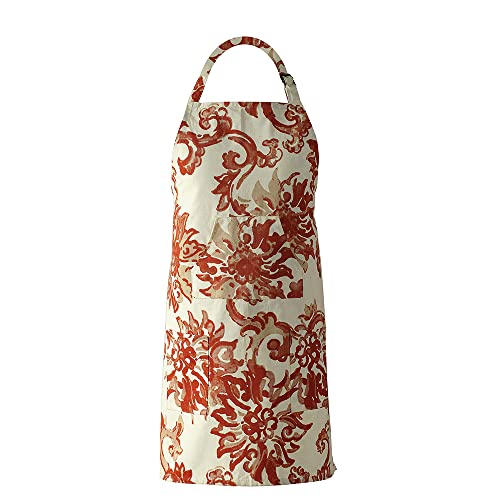 Image of HPD Half Price Drapes Aprons for Men Women with Large Pockets Adjustable Unisex PRTW-D40A-AP Indonesian Printed Cotton, 27 X 34 Inch, Indonesian Rust