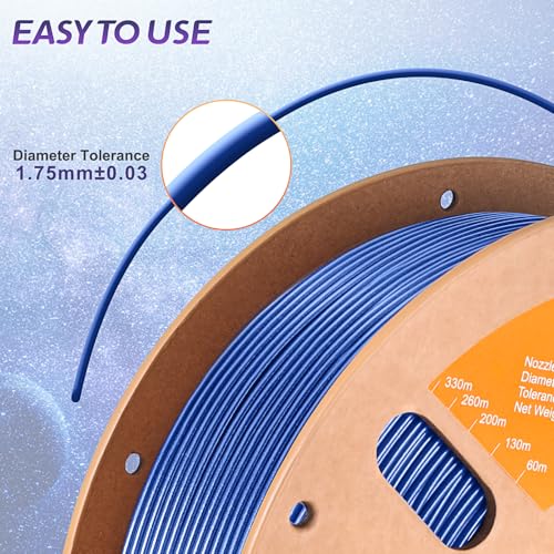 Image of ERYONE Sparkly Glitter Shining PLA Filament for 3D Printer, 1.75mm, Tolerance: ±0.03mm, 1kg(2.2LBS) /Spool, Blue