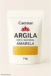 Argila 100% Natural - Branca, Cinza, Verde, Rosa, Amarela ou Vermelha - 1 kg Cor:Amarela