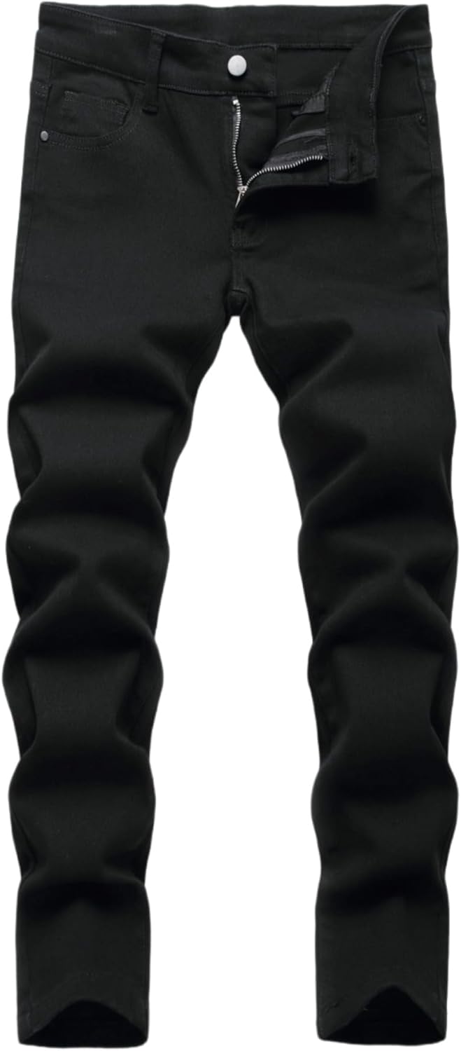 Boy's Stretch Comfy Ripped Jeans Skinny Stylish Distressed Washed Denim Jeans Pants