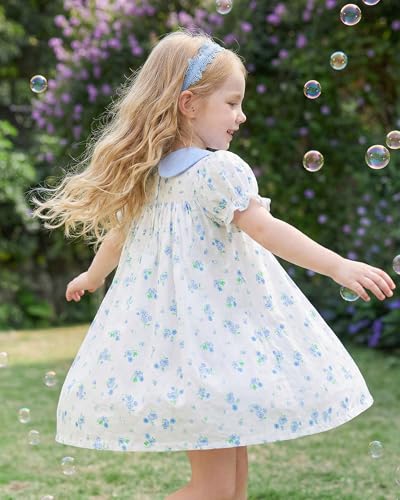 Image of Kucnuzki Baby Girl Clothes Cute Spring Summer Sun Dresses Toddler Casual Puff Sleeve Floral Dress Girls Summer Outfits