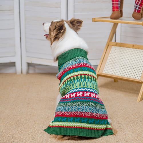 Image of Mihachi Dog Sweater - Winter Coat Apparel Clothes with Colorful Stripes for Cold Weather