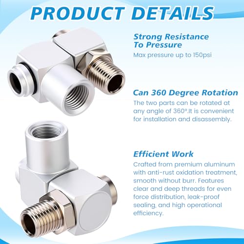 Image of 12 Packs 1 /4 Inch NPT 360 Degree Swivel Air Hose Connectors, Industrial Air Hose Fittings and Portable Compressor Tool Fittings(Sliver)