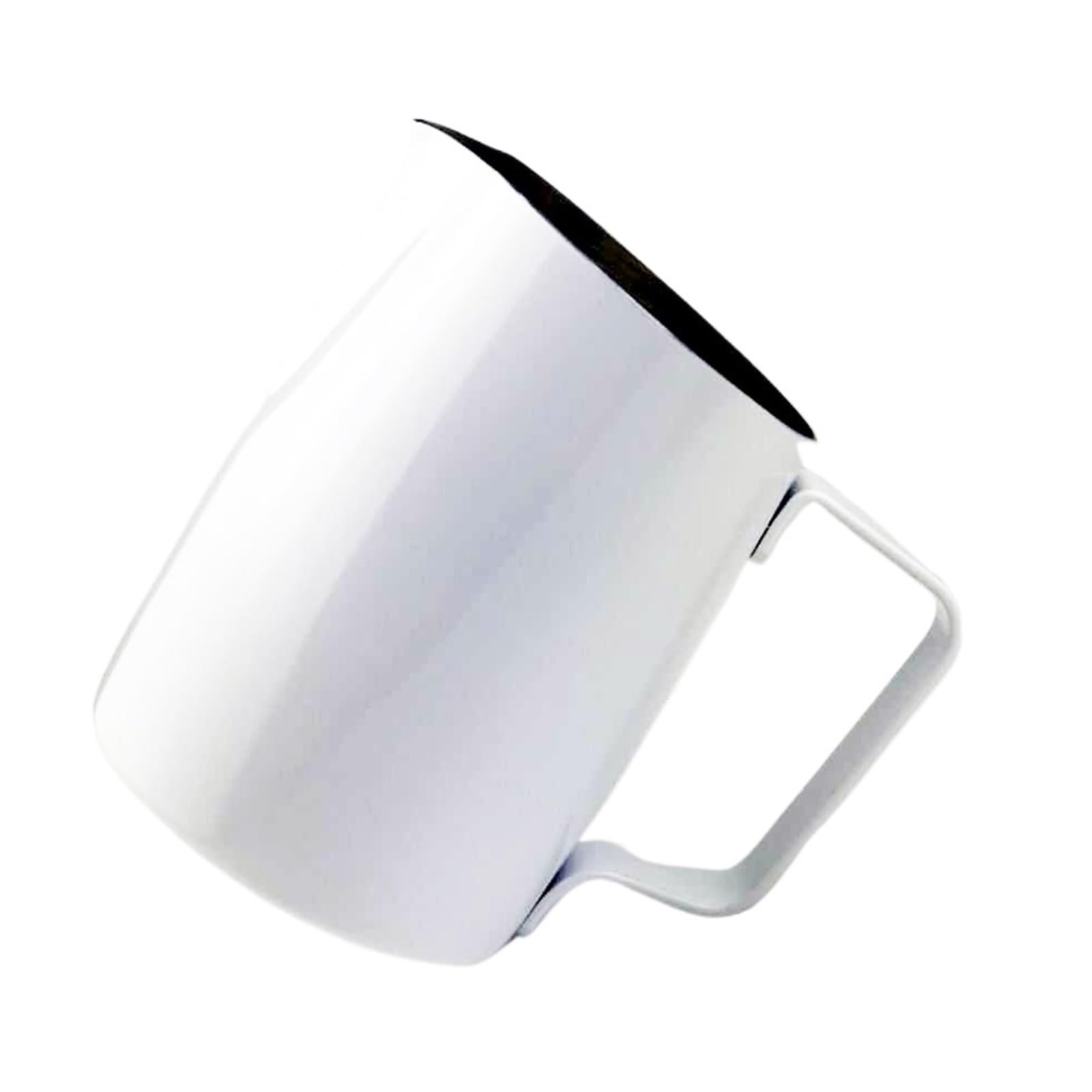 Jarra de café de acero inoxidable, jarra for espumar leche, tazas de café expreso, jarra for espuma artesanal Barista, 2 uds. Para café(White,600ml)