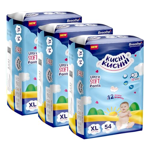 Image of Premium super soft baby diaper with a 3D bubble top and super absorbent core | Added active leak barriers and wetness indicators - XL Size, 162 Count
