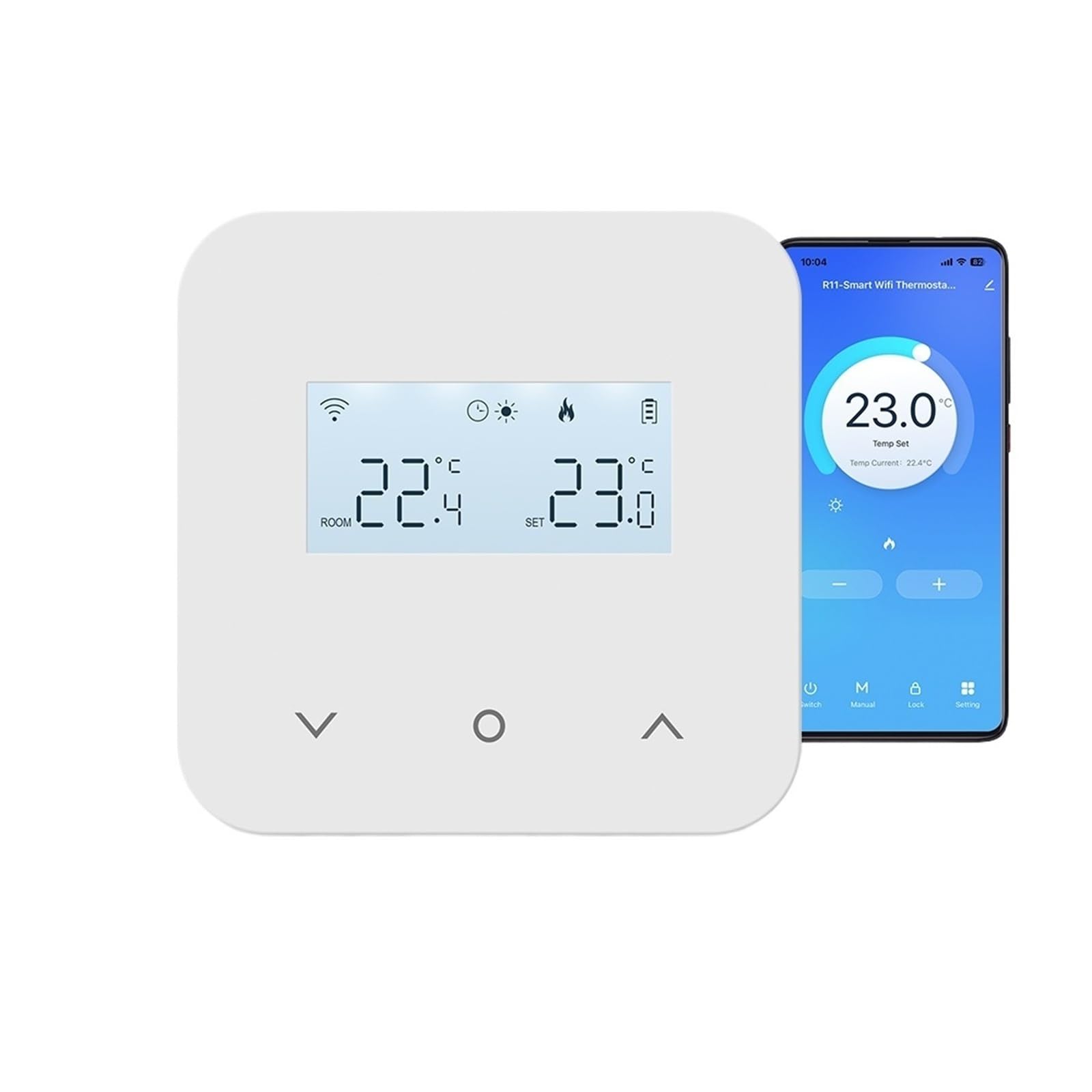Thermostat Intelligent, Thermostat de Chauffage Wi-FI, contrôleur température alimenté par Batterie for chaudière à gaz