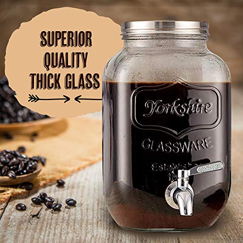 2 Gallon Premium Cold Brew Coffee Maker - 8 Quart Strong Glass Dispenser With Metal Spigot Dispenser, Metal Filter And Airtight Metal Lid -For Extra Large Batch Cold Brewing By Kitchentoolz #TOP6