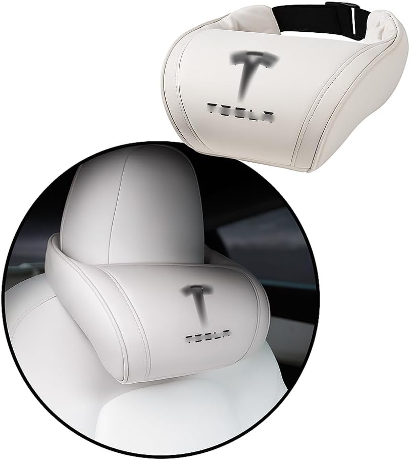 Tesla Model S X 3 Y Car Headrest Neck Pillow Support Memory Foam Ergonomic Design Accessory for Driving Seat Fatigue Relief - 1 Piece