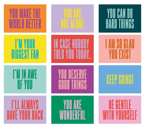 Image of Encouragement Card Pack - Set of 24 - Bold Bright Modern - Spirituality Positivity Any Occasion - 2 of Each With Envelopes