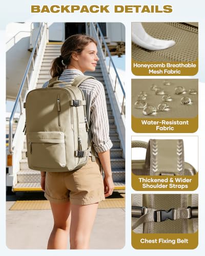 Image of Vacuum Seal Travel Backpack Built-in Pump,Air Compression System Vacuum Vacpack Backpack Travel Bag for Women Men Carry On Suitcase Luggage Laptop Airlines Approved Daypack Space Saver Bags Khaki