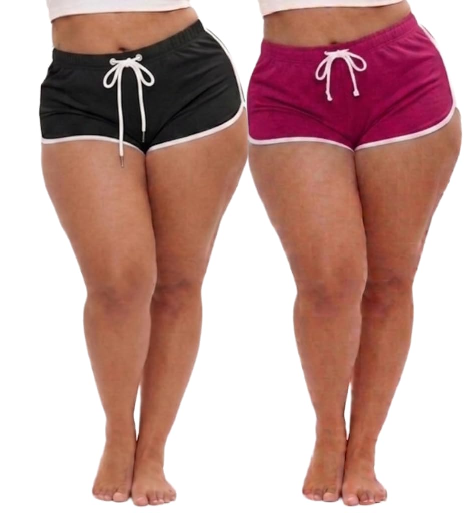 Womens Shorts Cotton High Waist Casual Summer Shorts for Women Stretchable Lycra Sports Gym Running Workout Yoga|Biker Shorts Cycling Shorts Comfortable Casual Wear Bottomwear-Pack of 2-image-16