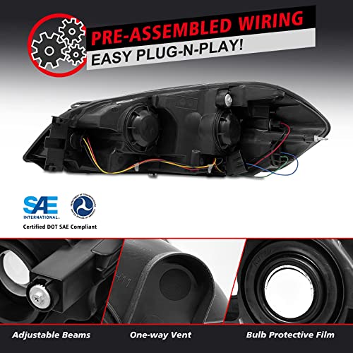 Roadeal Headlights Assembly For 2006 2007 2008 2009 2010 2011 2012 2013 Chevy Impala /2006-2007 Chevy Monte Carlo /2014 2015 Chevy Impala Limited Oe Pair Chrome Housing Gm2502261/Gm2503261 #TOP2