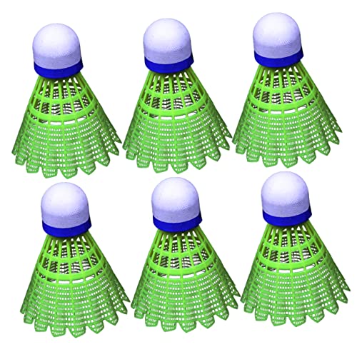 VICASKY 6pcs Lightweight Plastic Badminton Shuttlecocks for Durable Nylon Balls with Elasticity for School and Family Fun Yellow Color