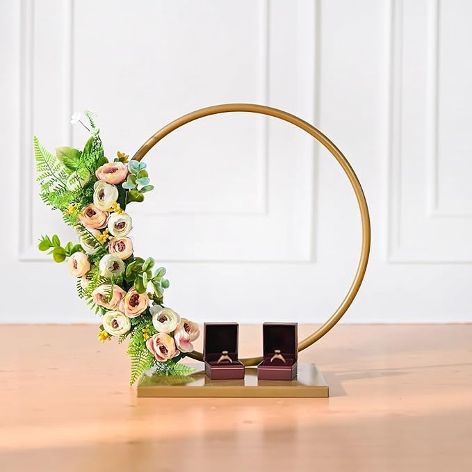 Image of Metal Round Stand Gold Colour Big Stand Golden Metal Stand for Resin Clock, Resin Frame, Resin Coaster, Home Decoration (12 Inch)