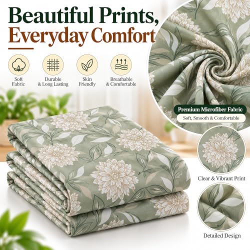 Image of Cottington Lane Cotton Single Bedsheet 68x90 Inch, Blossom Serenity
