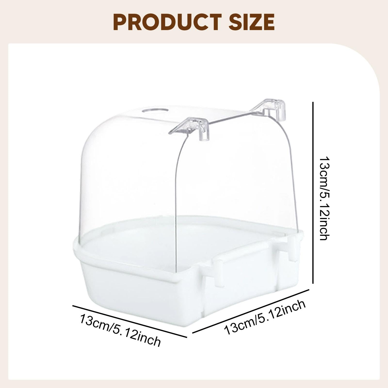 Baoblaze Jaula para pájaros, Ducha de Agua para Loros, comedero, bañera de 13 cm para periquitos y cacatúas, Blanco — view 3