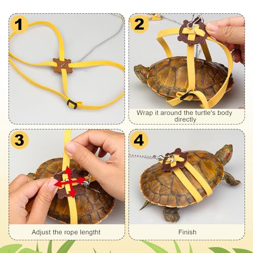 Image of Adjustable Tortoise Leash and Funny Skateboard Set with Curly Grass Decor, Harness and Training Skateboard for Turtle Bearded Dragon Pet Toys(fit for Turtles with a Back Length of 5.1-6.3'')