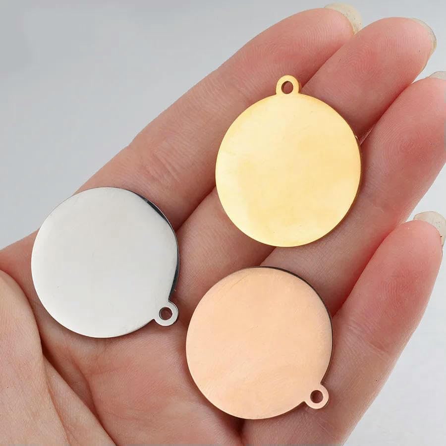 Lot de 20 breloques rondes en acier inoxydable 304 poli miroir, 20 mm, 25 mm, 30 mm, pour la fabrication de bijoux, or rose, 30 mm
