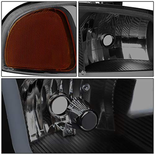 Image of DNA MOTORING Black smoked amber HL-LB-SIERRA99-BK-SM-AM 4PCs LED DRL Strip Headlight+Bumper Lamp Compatible with 99-07 GMC Sierra /Yukon