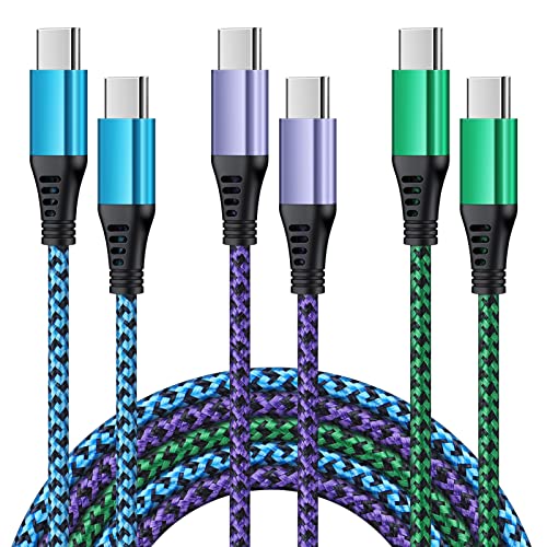 USB C to USB C Fast Charging Cable 3-Pack 6ft Type C Cable PD Cord Compatible iPhone 16 Pro Max Plus/15,Samsung Galaxy A15 5G/A54/S24 Ultra/A14/A35/A13/A23/S23FE/S21/Z Fold6/A53/S22,Pixel 9 Pro/8a/7/6